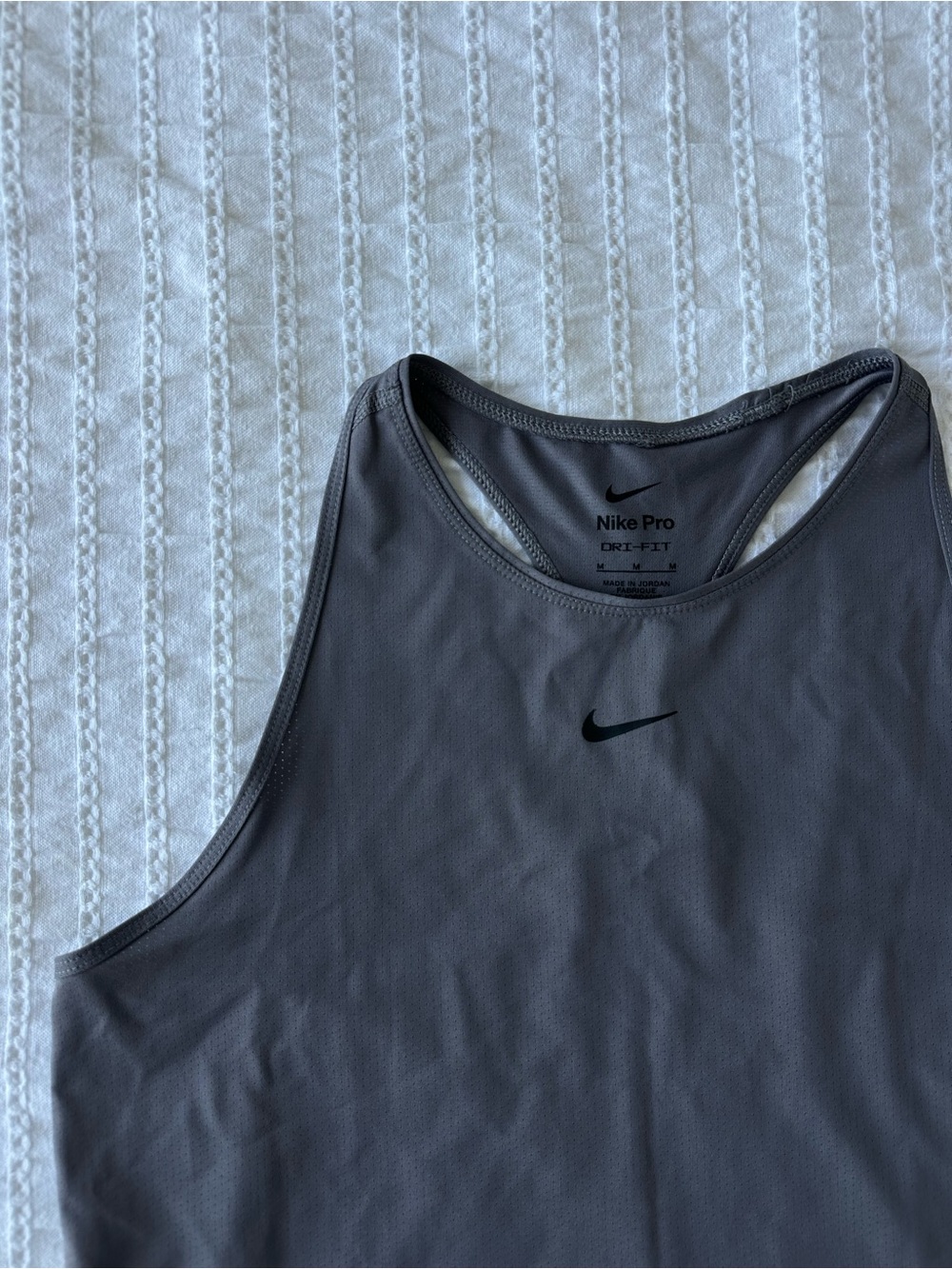 Nike Gray Racerback Dri-FIT Tank with Black Swoosh